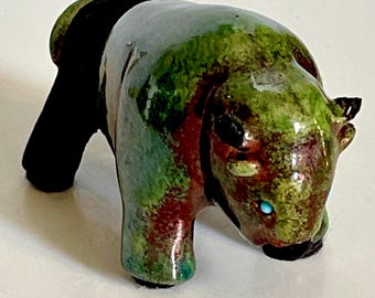 Raku Spirit Animal Honor Mini Buffalo Bisen-figuur Handgemaakt Totem Spirit Animal