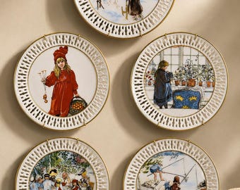 5 B&G Denmark Carl Larsson Collector Platen Opengewerkte Gouden Versiering Limited Edition