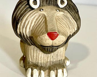 Vintage jaren 1970 Enesco Art keramiek leeuw beeldje 2,44" geometrisch gesigneerd