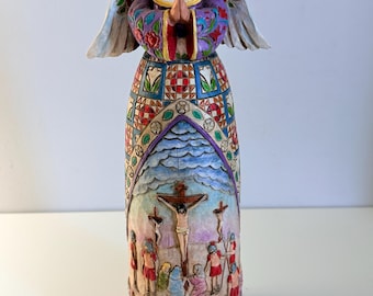 Jim Shore Heartwood Creek Angel Luke 23:33 Crucifixion Cross 12” 4004747 VTG