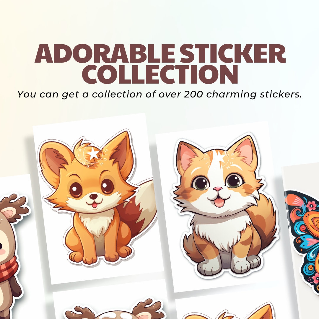 200 AI Generated Stickers, Cute Stickers, Animals Stickers, Digital Art ...
