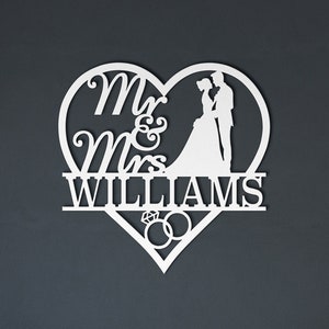 Personalized Wedding Gift Last Name Sign, Anniversary Couple Gift, Custom Mr Mrs Wedding Sign, Family Name Metal Sign, Metal Engagement Sign