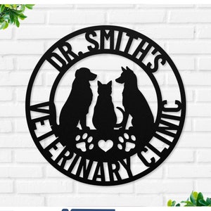 Custom Metal Veterinary Sign, Veterinarian Doctor Metal Sign, Veterinary Gift, Metal Animal Care Sign, Veterinarian Office Sign, Pet Lover