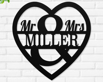 Custom Wedding Gift Sign Name, Personalized Family Name Metal Letters Mr Mrs, Mr and Mrs Last Name Sign, Custom Name Sign Wedding Decor Gift