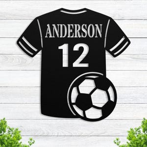 Personalized Soccer Jersey Metal Sign, Custom Soccer Player Jersey, Birthday Gift For Soccer Player, Soccer Shirt Wall Decor, Kids Room Art