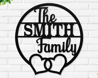 Personalized Last Name Metal Sign, Custom Last Name Heart Sign, Valentine Day Gift for Couple, Anniversary Gift, Wedding Gift for Couple