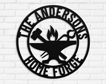 Custom Blacksmith Anvil Metal Sign, Home Forge Sign, Personalized Blacksmith Sign, Custom Home Forge Sign, Blacksmith Wall Art Gift for Him