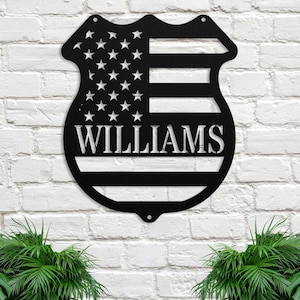 Personalized Police Metal Sign, Police Officer Wall Decor, Metal Wall Art, Police Badge Metal Sign, Fathers Day Gift, Retirement Gift