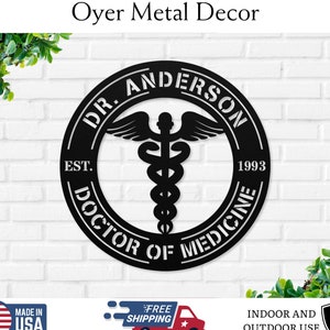 Personalized Metal Doctor Sign, Metal Health Care Sign, Personalized Doctor Gift, Nurse Decor, RN Gift, Personalized Nurse Gift, Med Student