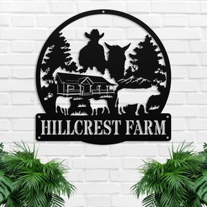 Custom Farmhouse Metal Sign, Personalized Family Name Monogram, Farmhouse Decor, Metal Sign For Farmer, Farmer Home Decor, Farm Address Sign