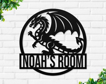 Personalized Dragon Monogram Sign, Custom Dragon Metal Art, Personalized Last Name Sign, Dragon Wall Decor, Dragon Lover Gift, Dragon Sign