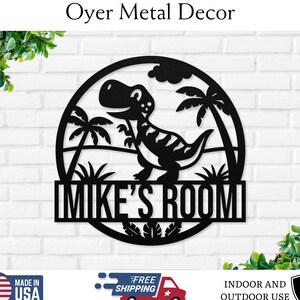 Personalized T Rex Dinosaur Name Sign, Metal Wall Art, Custom Dinosaur Metal Decor, Dinosaur Room Decor,Personalized Gift,Jurassic Name Sign