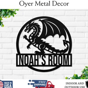 Custom Dragon Metal Art, Personalized Dragon Monogram Sign, Personalized Last Name Sign, Dragon Wall Decor, Dragon Lover Gift, Dragon Sign