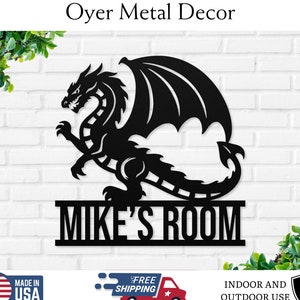 Personalized Dragon Monogram Sign, Custom Dragon Metal Art, Personalized Last Name Sign, Dragon Wall Decor, Dragon Lover Gift, Dragon Sign