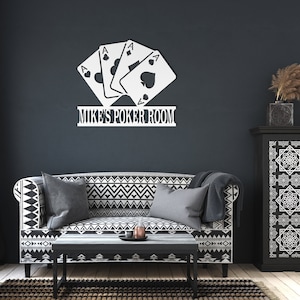 Personalized Poker Room Metal Sign, Playing Cards Metal Sign, Custom ...