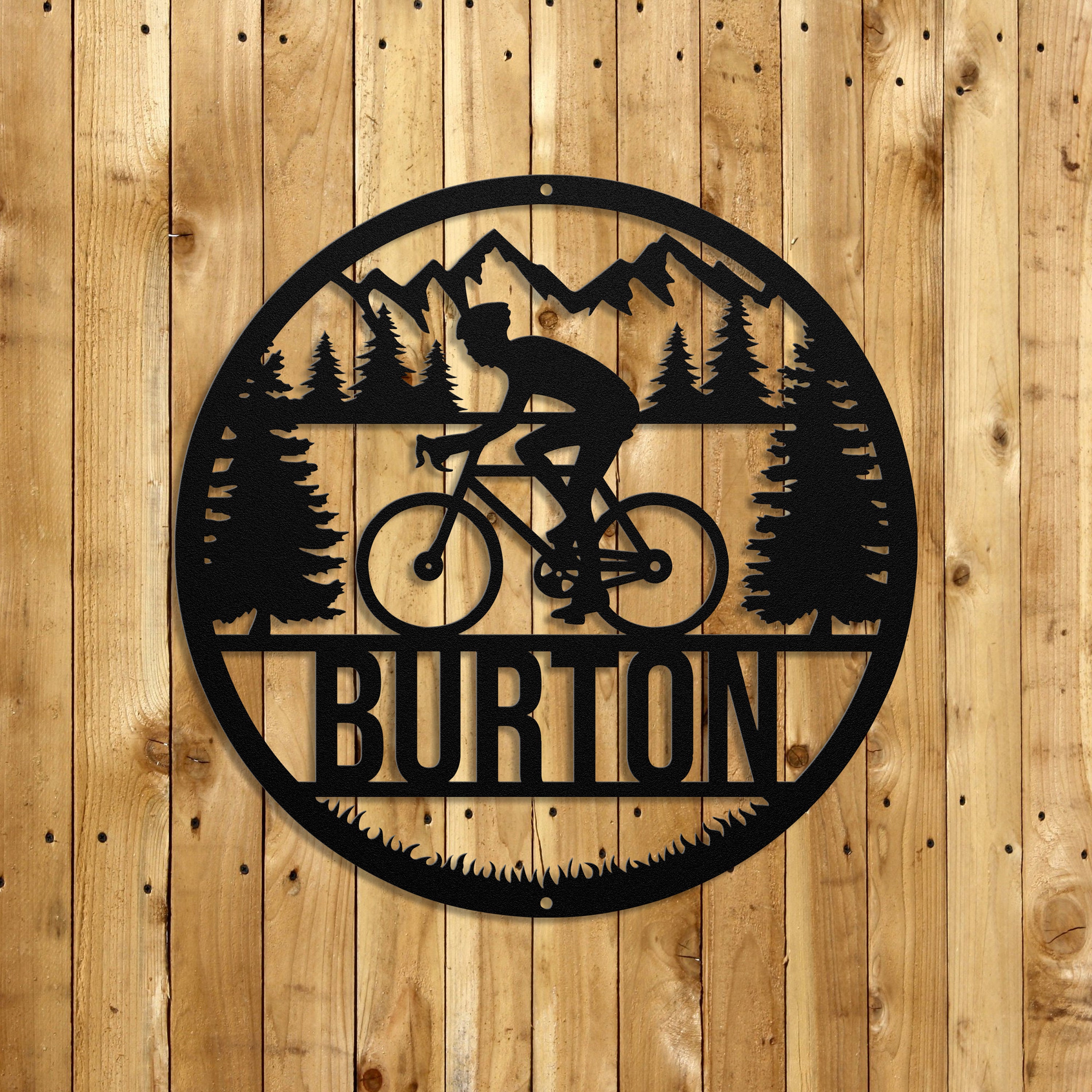 Custom Mountain Biking Sign, Personalized Bicycle Metal Sign, Metal ...