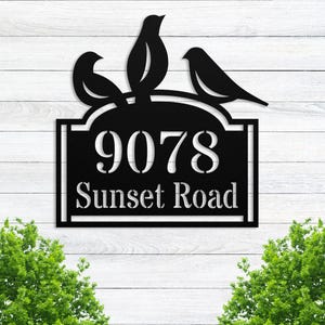Personalized Birds Metal Address Sign, Custom Address Plaque, Metal Birds Outside Decor, Bird Address Sign, Housewarming Gift, Outdoor Sign