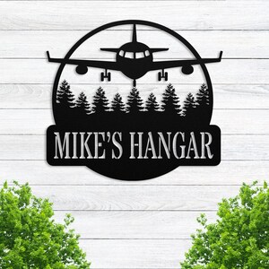 Personalized Airplane Name Sign, Custom Aviation Gift, Custom Metal Airplane Hangar Sign, Pilot Name Sign, Gift for Pilot Aircraft Name Sign