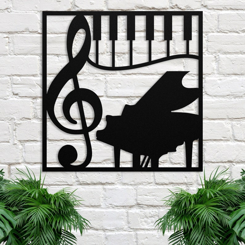 Grand Piano Metal Wall Art, Piano Music Metal Sign, Music Studio Wall