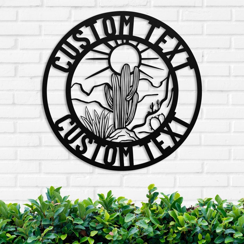 Cactus Custom Metal Sign, Metal Cactus Decor Sign, Cactus Yard Decor Metal Sign, Cactus Monogram Sign, Metal House Numbers Sign,Western Sign
