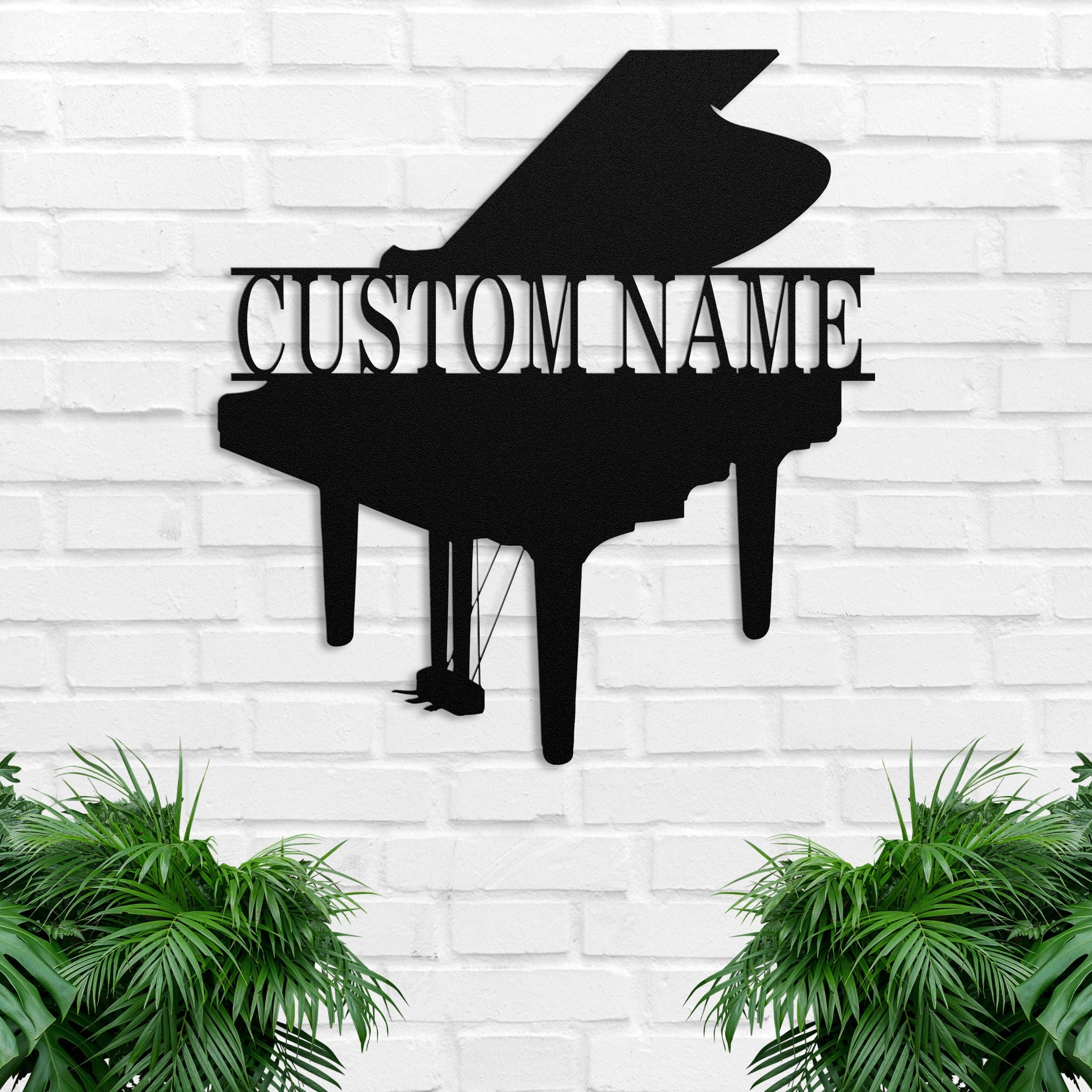 Personalized Grand Piano Metal Monogram, Custom Piano Music Metal Sign