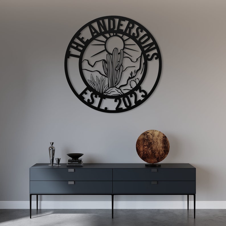 Cactus Custom Metal Sign, Metal Cactus Decor Sign, Cactus Yard Decor Metal Sign, Cactus Monogram Sign, Metal House Numbers Sign,Western Sign