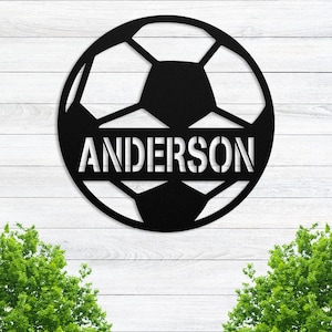 Personalized Soccer Ball Metal Sign, Custom Soccer Monogram, Soccer Player Gift, Soccer Ball Metal Wall Art, Sports Wall Decor, Soccer Gift