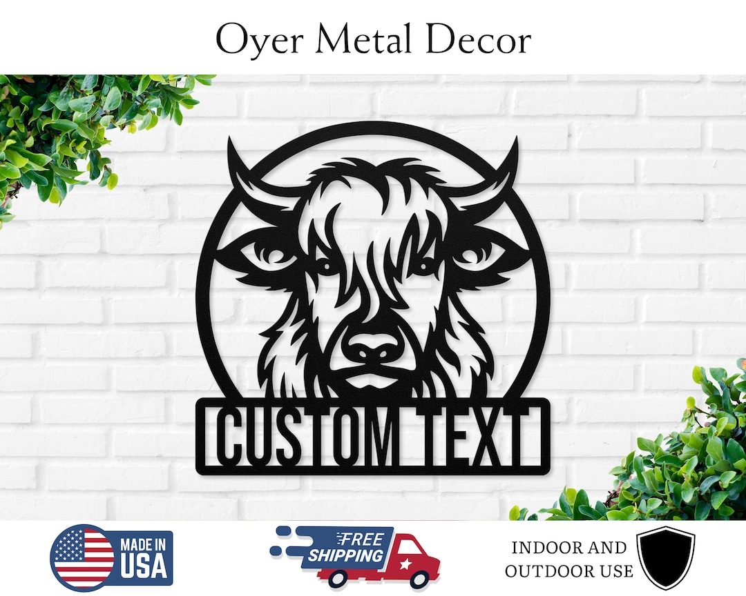 Custom Highland Cow Metal Sign, Highland Cow Decor, Personalized ...