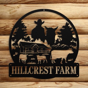Personalized Farmhouse Metal Sign, Custom Family Name Monogram, Farmhouse Decor, Metal Sign For Farmer, Farmer Home Decor, Farm Address Sign
