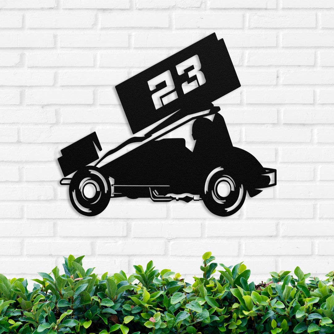 Custom Sprint Car Number Metal Wall Art, Personalized Racer Number Sign