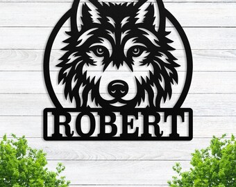 Personalized Wolf Metal Sign, Wolf Monogram, Custom Wolves Metal Wall Art, Wolf Wall Decor, Custom Address Metal Sign, Wolf Lover, Wolf Gift