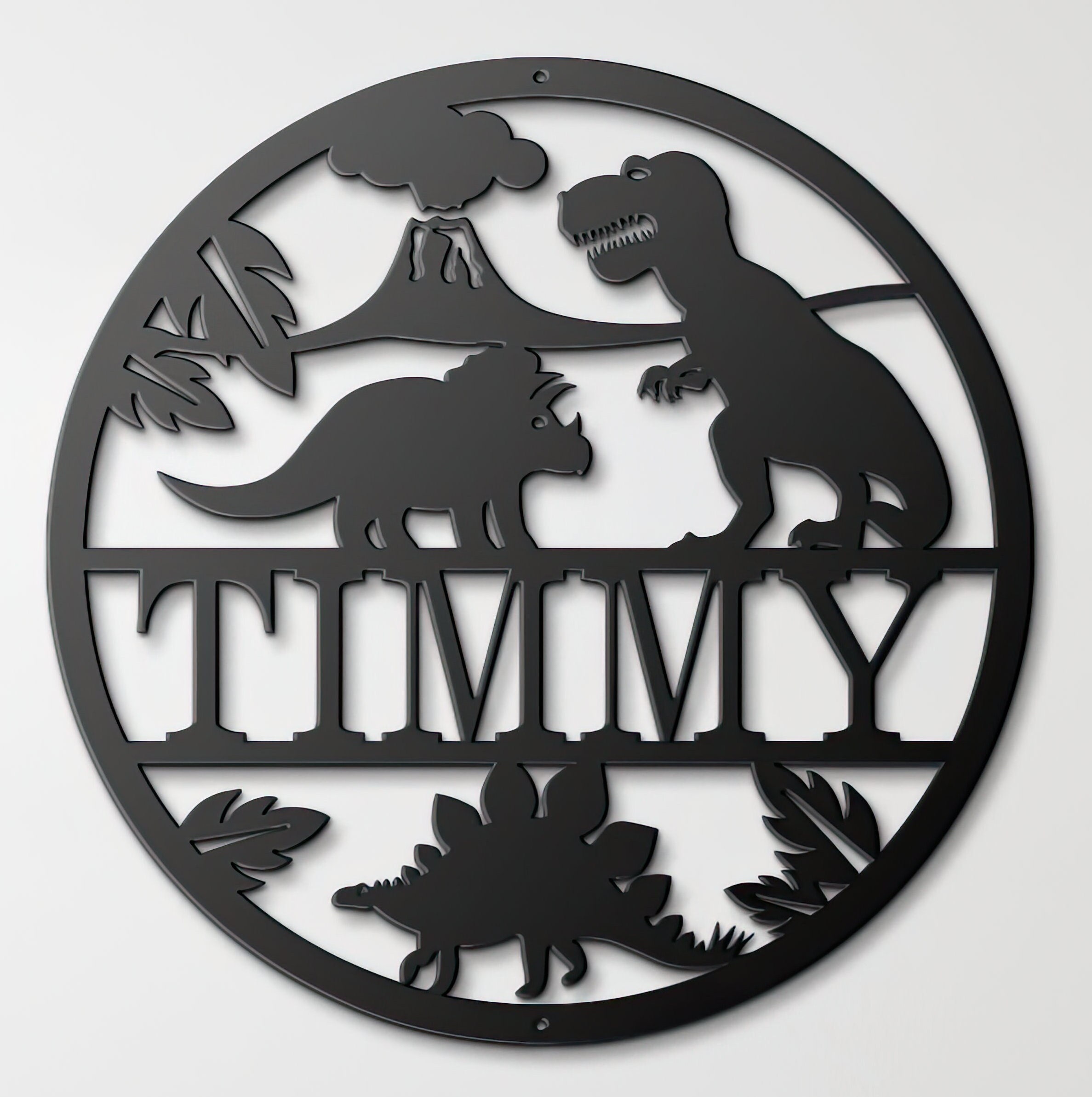 Personalized Dinosaur Name Sign, Metal Wall Art, Custom Dinosaur Metal ...