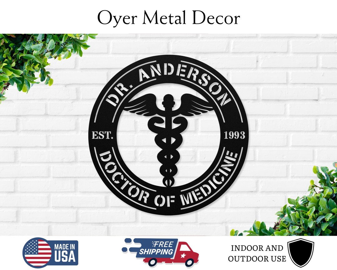 Personalized Metal Doctor Sign, Metal Health Care Sign, Personalized ...