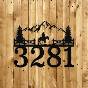 Metal Cowboy House Numbers Sign, Personalized Horse Address Plaque, Custom Address Sign, House Address Sign, Horse Lover Gift, Cowboy Sign