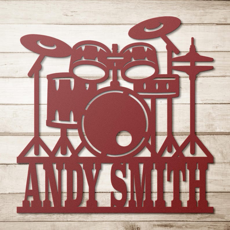 Drummer Sign Custom Drummer Metal Wall Art, Personalized Drummer Name Sign, Drummer ...
