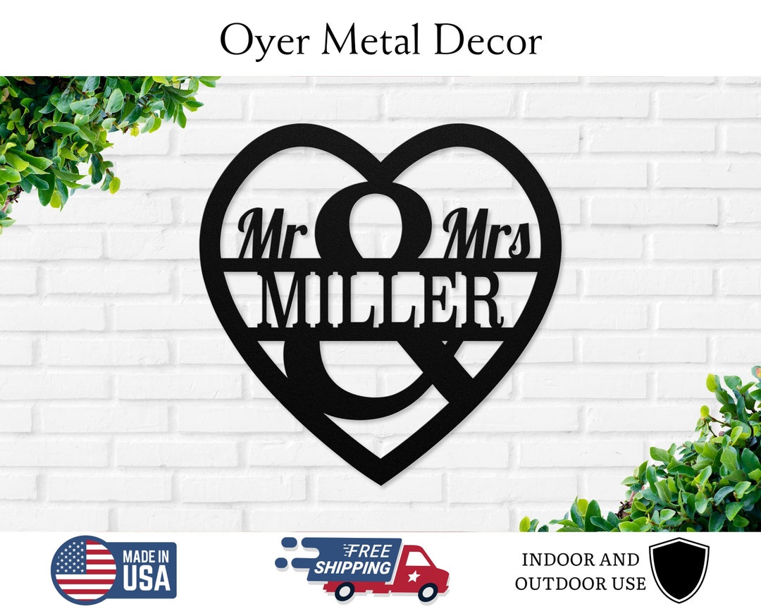 Custom Wedding Gift Sign Name, Personalized Family Name Metal Letters ...