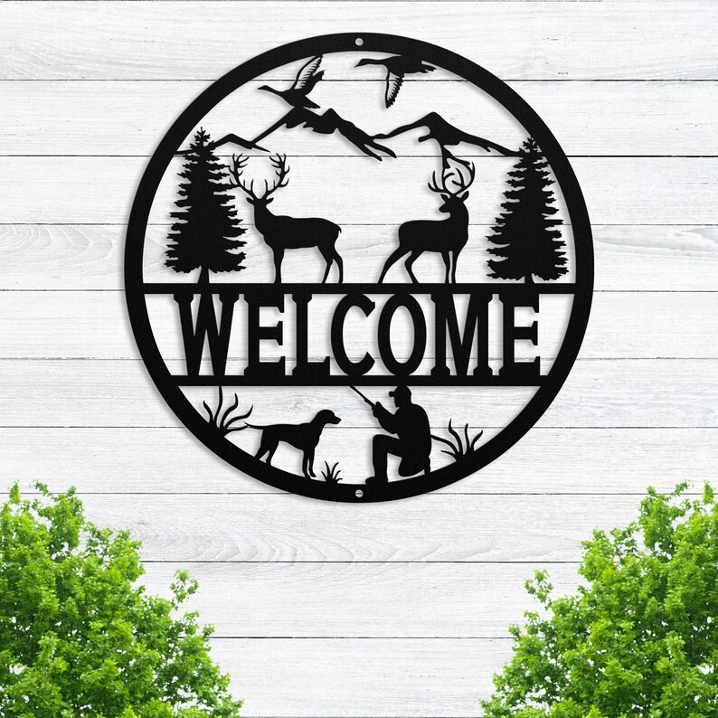 Personalized Metal Cabin Outdoor Hunter Sign, Custom Hunting Sign