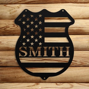 Personalized Sheriff&#39;s Badge Metal Sign, Police Officer Wall Decor, Metal Wall Art, Police Badge Sign, Fathers Day Gift, Retirement Gift