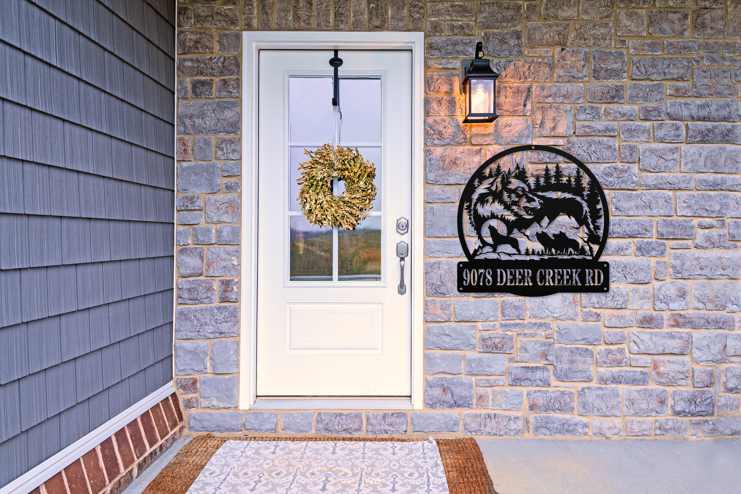 Wolf Sign How Personalized Howling Wolf Metal Sign, Wolf Monogram, Custom Wolves ...