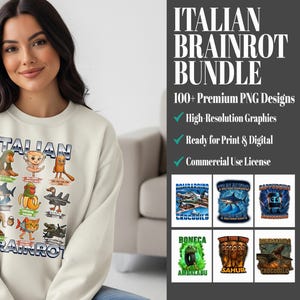 100+ Italian Brainrot Homage Png Bundle, Italian Brainrot Shirt Design, Bombardino Crocodilo Png, Tralalero Tralala, Tung Tung Tung Sahur
