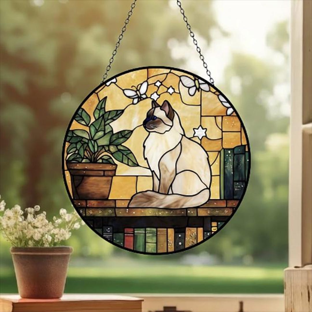 Custom Ragdoll Cat Stained Glass Suncatcher,elegant Window Hanging ...