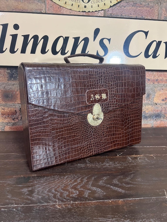 Vintage Crocodile Leather Hornback Suitcase, Storage Case