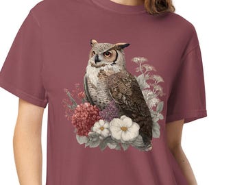 Vintage Gothic Owl Shirt Forestcore Aesthetic Comfort Colors® Unisex T-Shirt, Dark Cottagecore Animal Tee Gift For Her Nature Lover Clothing