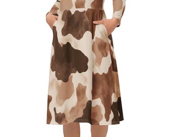 fitted lace wedding dress Wrangler Women's Americana Cow Print Western Snap Shirt Dress 11235666