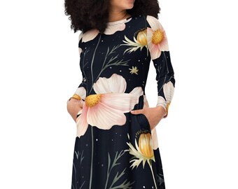 chinese dress ladies Floral Maxi Dress with Long Sleeves - Helena main image 0