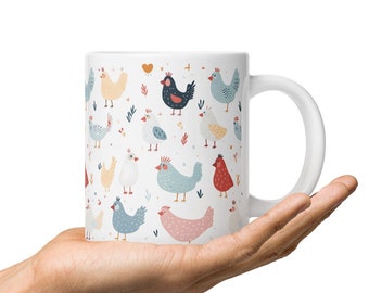 Tasse de poulet – Tasse à café Cottagecore sur le thème du poulet - Tasse de thé au poulet botanique - Tasse nature - Cadeau pour les amateurs de poulet pour les végétaliens
