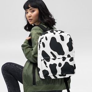Cow Print Backpack: Vegan Animal Pattern School Bag