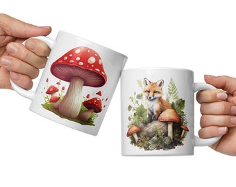 Pilz Fuchs Keramik Tasse - Cottagecore verzauberte Wald Tasse