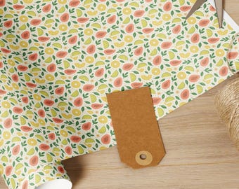 Colorful fruits and vegetables wrapping paper roll for gifts, crafts and packaging, eco friendly food pattern gift wrap paper