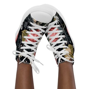 Botanical Cottagecore Nature lover Style Women’s high top canvas shoes - Womens Classic Black High Top Canvas Shoes | Canvas Shoes